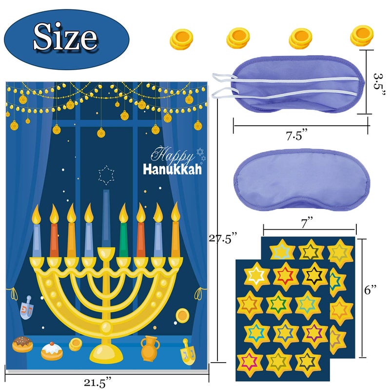 Funnlot Hanukkah Games: Pin The Star On The Menorah & Chanukah Party Decorations - Image 2